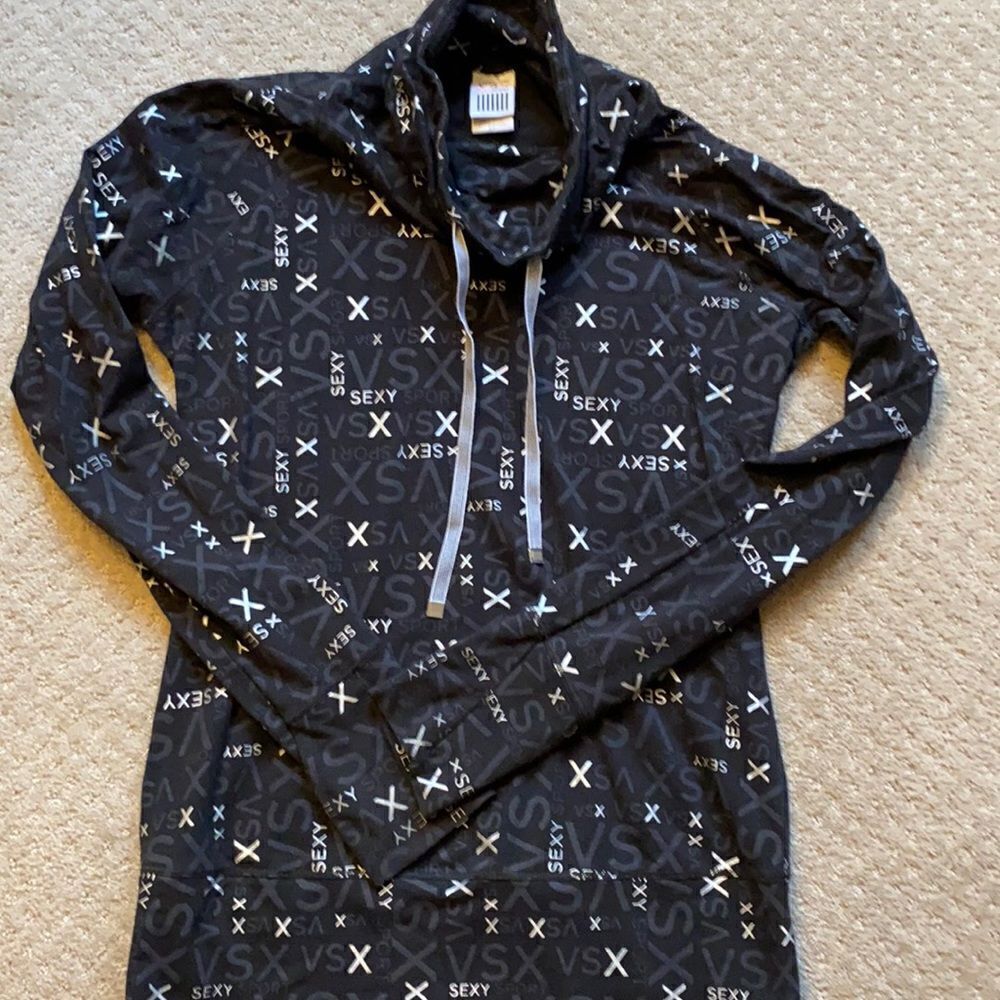 VSX Victoria’s Secret Sport All Over Logo Hoodie Black White